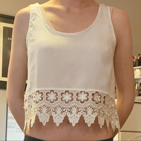 Crop Top with Lace Detail - Picture 1 of 2